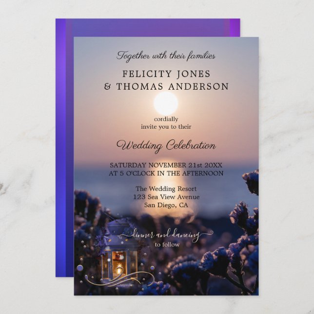 Sommarinbjudan till kustvinter-bröllop inbjudningar (Fram/baksida)