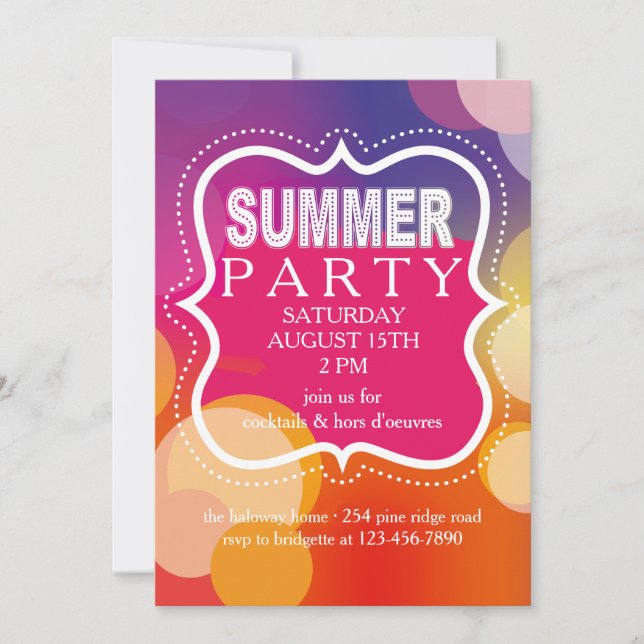 Sommarinbjudan till Marquee i Party Inbjudningar (Framsida)