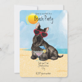 Sommarinbjudan till Scottish Terrier Beach Party Julkort