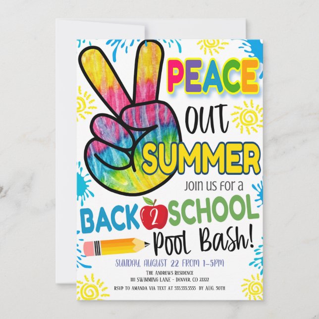 Sommarinbjudan till Sommar-Back to school-partiet Inbjudningar (Framsida)