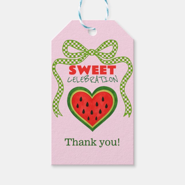 Sommarinbjudan till Sweet Watermelon Ribbon Presentetikett (Framsidan)
