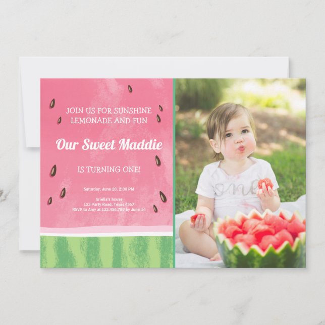 Sommarinbjudan till Watermelon Birthday, Melon par Inbjudningar (Framsida)