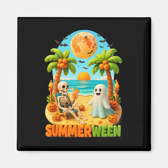 Sommarinterpolering Skeleton Ghost Beach Handflata Magnet (Framsidan)
