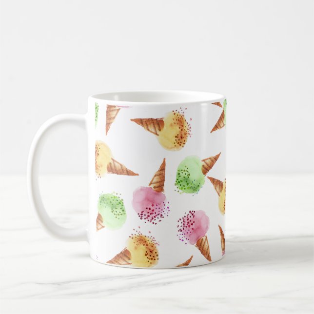 Sommaris Cream Watercolor Mönster. Kaffemugg (Vänster)