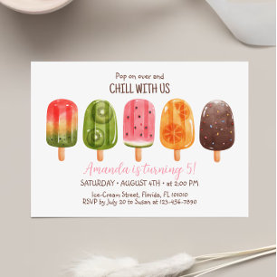 SommarisCream Birthday Inbjudan Popsicle Inbjudan