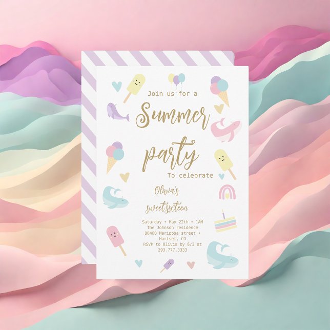 SommarisCream Calligraphy Party Sweet sixteen Inbjudningar (Skapare uppladdad)