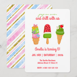Sommariskräppost Popsicle Birthday-inbjudan Inbjudningar