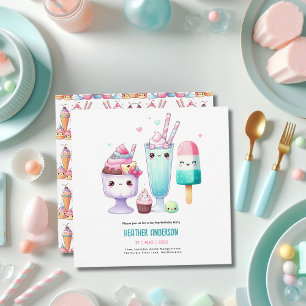Sommarispuckel Ice Cream Birthday Kids Inbjudningar