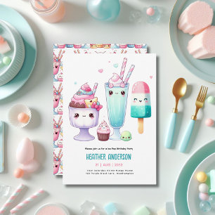 Sommarispuckel Ice Cream Birthday Kids Inbjudningar