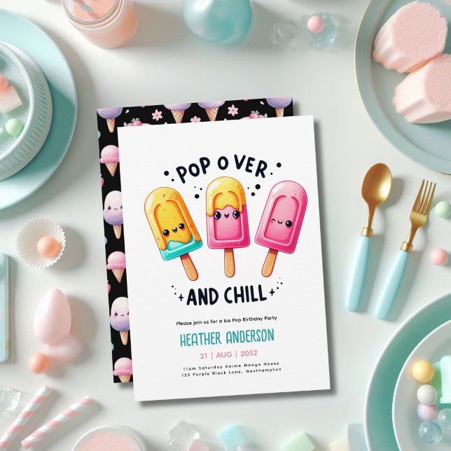 Sommarispuckel Ice Cream Birthday Kids Inbjudningar (Skapare uppladdad)