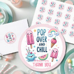 Sommarispuckel Ice Cream Birthday Kids Runt Klistermärke<br><div class="desc">Cute Ice Pop,  Ice Cream,  Popsicle Summer Party,  födelsedag för för barn,  son eller dotter är könsneutral. Utformad av LeahG. Grafik från Grafixdeals.com.</div>