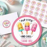 Sommarispuckel Ice Cream Birthday Kids Runt Klistermärke<br><div class="desc">Cute Ice Pop,  Ice Cream,  Popsicle Summer Party,  födelsedag för för barn,  son eller dotter är könsneutral. Utformad av LeahG. Grafik från Grafixdeals.com.</div>