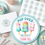 Sommarispuckel Ice Cream Birthday Kids Runt Klistermärke<br><div class="desc">Cute Ice Pop,  Ice Cream,  Popsicle Summer Party,  födelsedag för för barn,  son eller dotter är könsneutral. Utformad av LeahG. Grafik från Grafixdeals.com.</div>