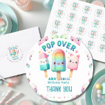 Sommarispuckel Ice Cream Birthday Kids Runt Klistermärke<br><div class="desc">Cute Ice Pop,  Ice Cream,  Popsicle Summer Party,  födelsedag för för barn,  son eller dotter är könsneutral. Utformad av LeahG. Grafik från Grafixdeals.com.</div>