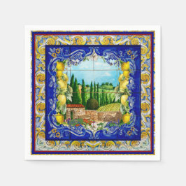 Sommaritalian Majolica Blue tiles citrus Pappersservett