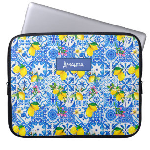 Sommarjolica blå siciliansk citrus Medelhavet Laptop Fodral