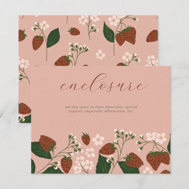 Sommarjordgubbar Inbjudningskort för möhippan (Fram/baksida)