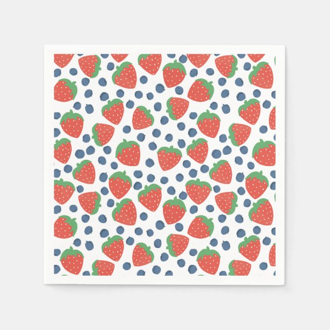 Sommarjordgubbar och blåbär Fruit Mönster Pappersservett (Framsidan)