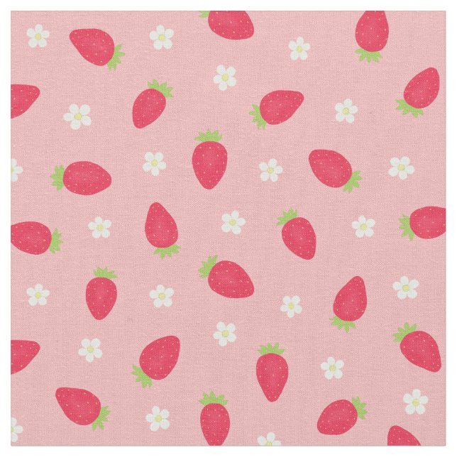 Sommarjordgubbar på rosa (liten skala) tyg (Närbild)