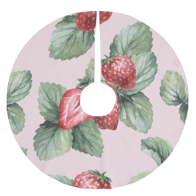 Sommarjordgubbar: Rosa av vattenfärg Julgransmatta Borstad Polyester (Framsidan)