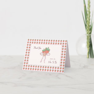 Sommarjordgubbar Rosa Ribbon Tack Kort