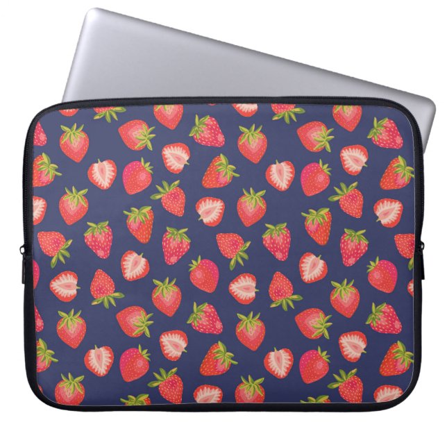 Sommarjordgubbsbär mönster laptop fodral (Framsidan)