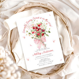 Sommarjordgubbsskor Rosa Bow Baby Shower Inbjudningar