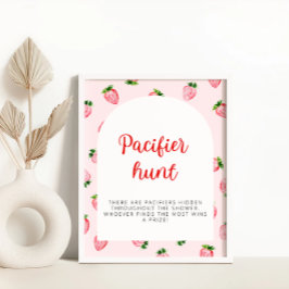 Sommarjordgubbsskylt över Nappar Hunt Baby Shower  Poster