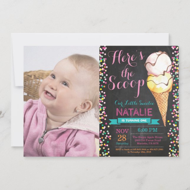 Sommarkabinbjudan till iskräm från födelsedagen inbjudningar (Framsida)