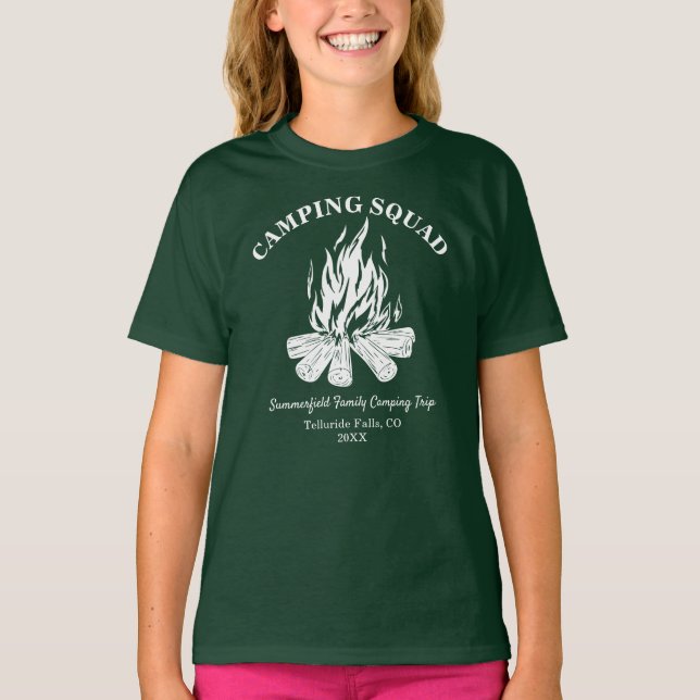 Sommarkacation för sommarfall i Camping Squad T Shirt (Framsida)