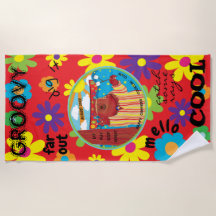 Sommarkampen Beach Towel Flower Groovy Bear