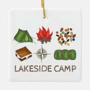 Sommarkampen Tält Campfire S mores Compass Julgransprydnad Keramik