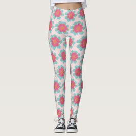 Sommarkänsla rosa och blått blommönster leggings