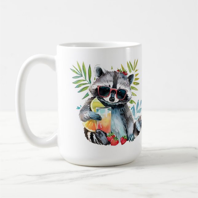 Sommarkapplöpning i sunglassstranden kyld kaffemugg (Vänster)