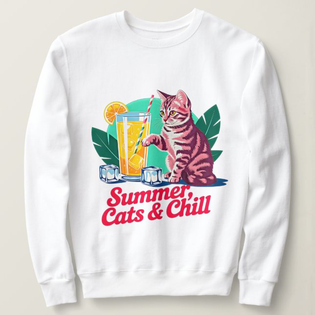 sommarkatt chill för kvinnor - Retro Tropisk T Shirt (Design framsida)