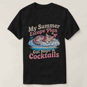 Sommarkatt: tupplur & drinkar flyktplan t shirt