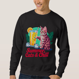 Sommarkatter & Chill - Rolig Cool Cat Älskare Stra Lång Ärmad Tröja