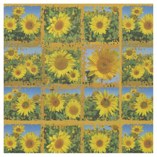 Sommarkollage av gult solblommor tyg (Närbild)