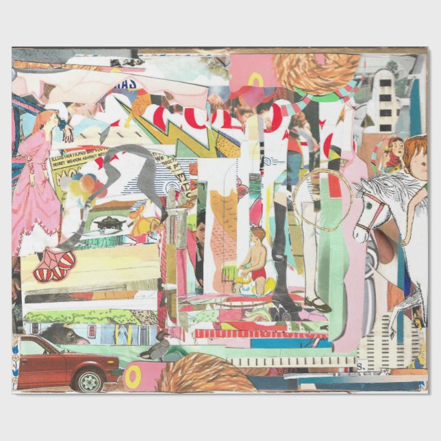 Sommarkollage Wrapping Papper Presentpapper (Platt)
