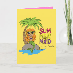 Sommarkort för cute-hälsning med Sjöjungfru Kort