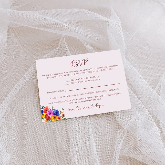 Sommarkort för vattenfärg, Blommigt, Bröllop OSA Kort (Skapare uppladdad)