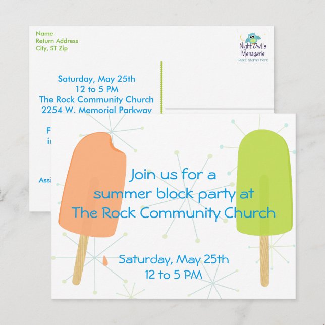 Sommarkort, fryst vykort (Fram/baksida)