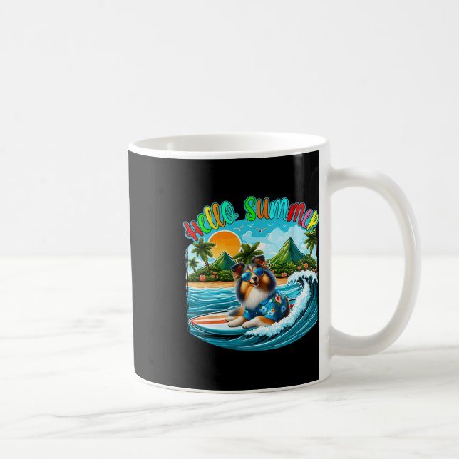 Sommarkostym Shetlandsponny Solglasögon Surfing På Kaffemugg (Höger)
