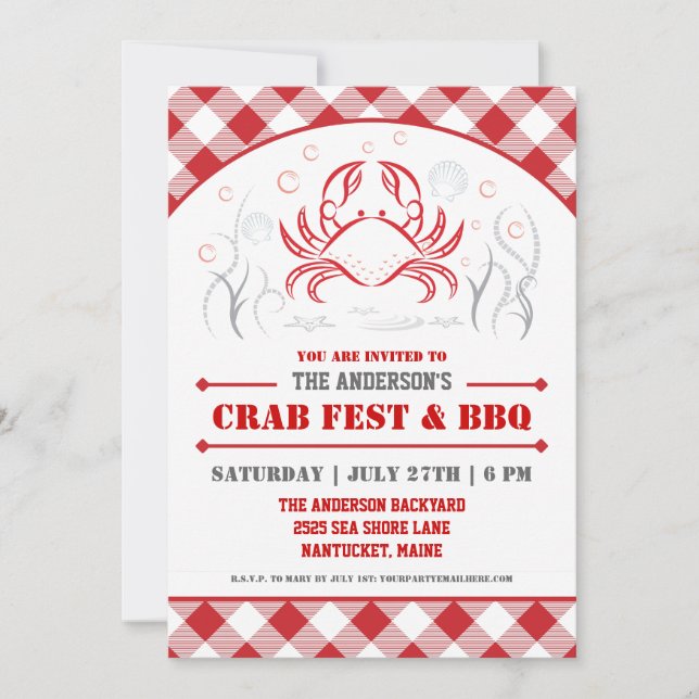 Sommarkrabbaböld & BBQ-partyinbjudan Inbjudningar (Framsida)