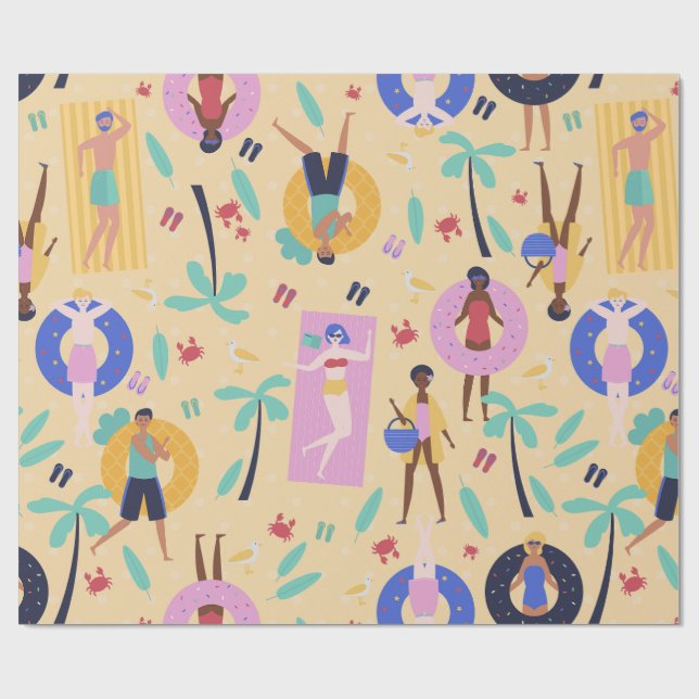 Sommarkrabbor från tropiska handflatan träd presentpapper (Platt)