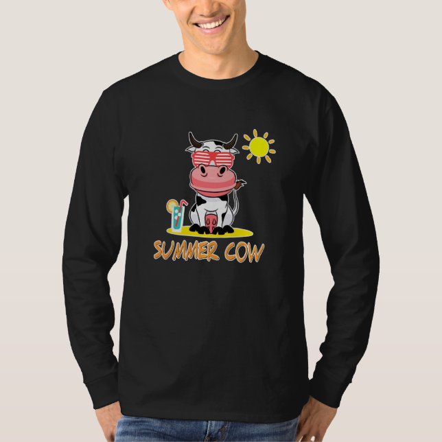 Sommarkummel på stranden med solglasögon t shirt (Framsida)