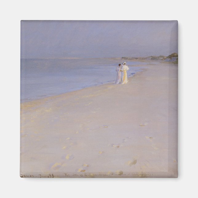 Sommarkväll vid South Beach, Skagen, 1893 Magnet (Framsidan)