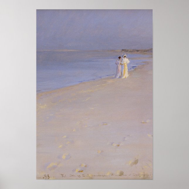 Sommarkväll vid South Beach, Skagen, 1893 Poster (Framsidan)