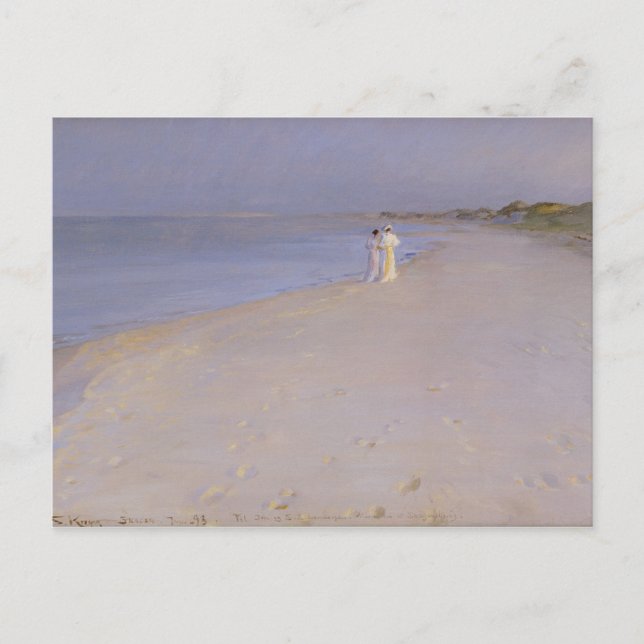 Sommarkväll vid South Beach, Skagen, 1893 Vykort (Framsida)