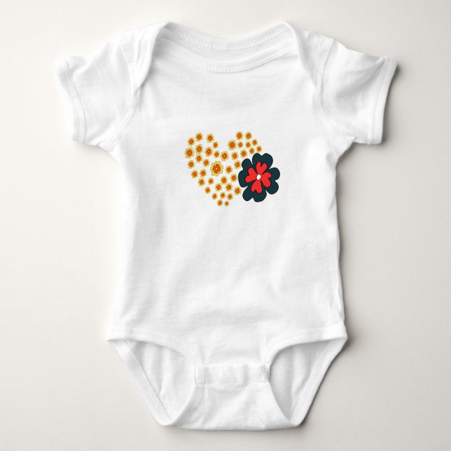 Sommarkvinnors Daisy Flower Heart T-Shirt Design (Framsida)